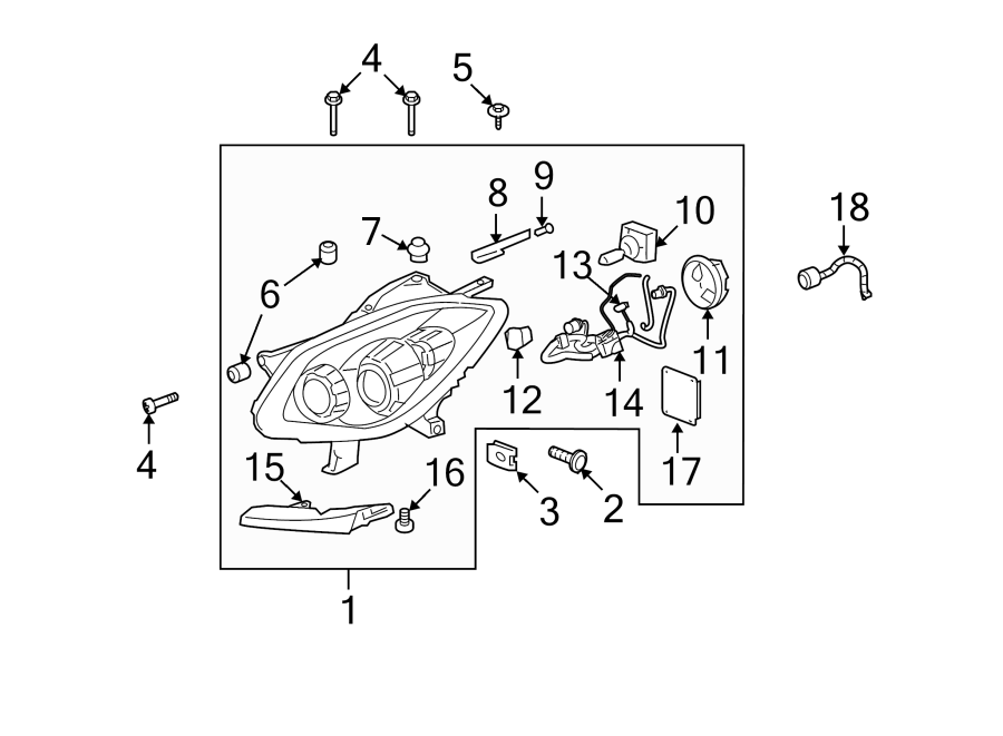 Diagram FRONT LAMPS. HEADLAMP COMPONENTS. for your 2008 Chevrolet Suburban 1500   