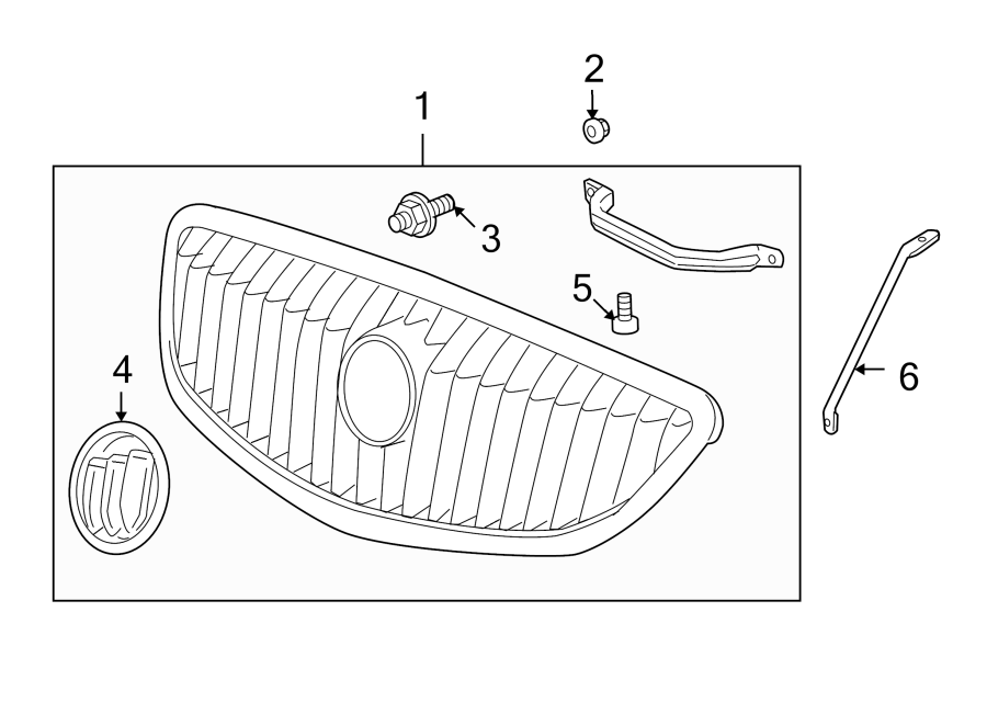 Diagram HOOD & GRILLE. GRILLE & COMPONENTS. for your 2023 Chevrolet Trailblazer   