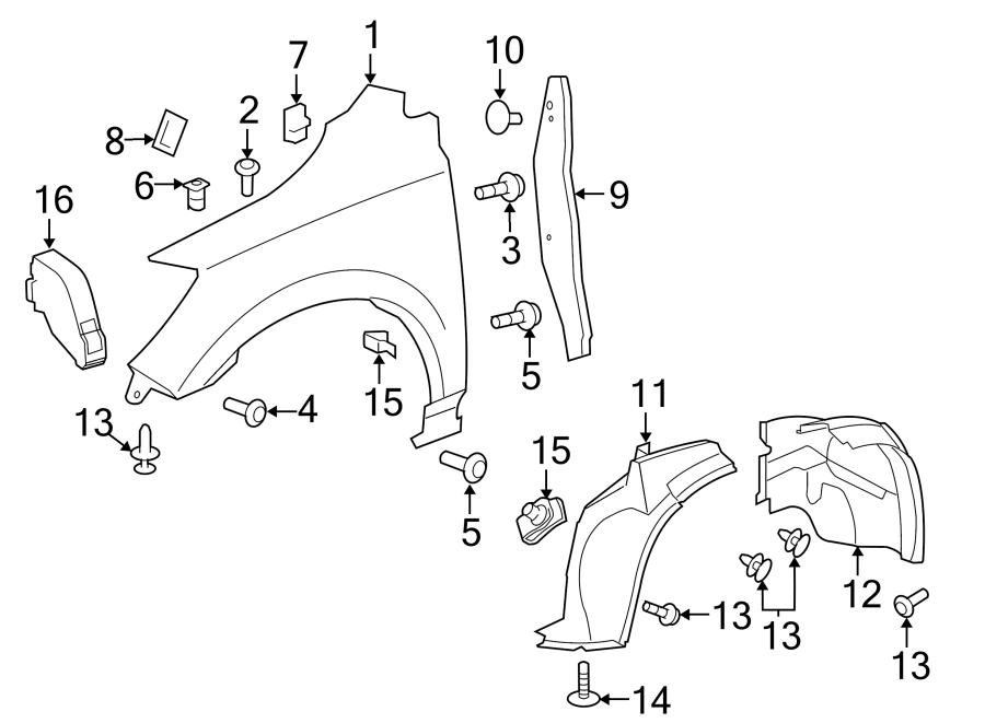 Diagram FENDER & COMPONENTS. for your 2019 Chevrolet Equinox   