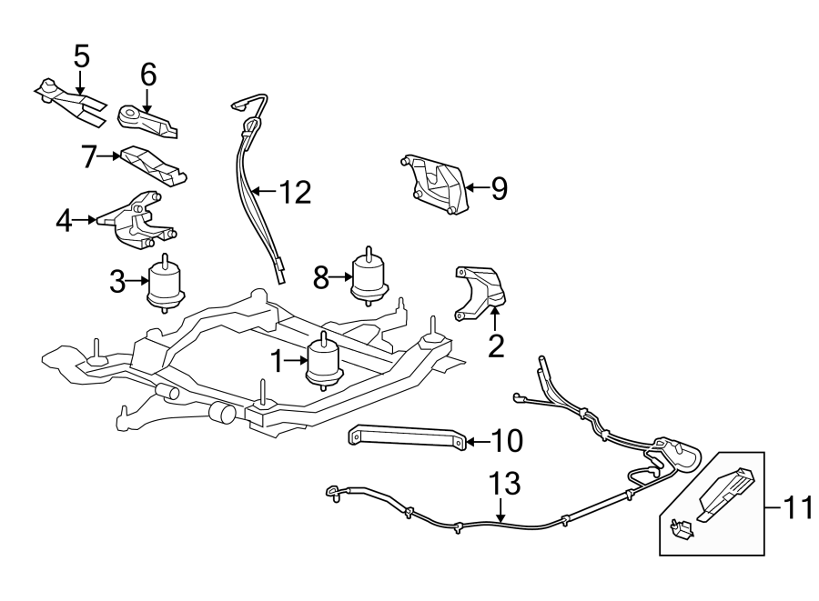 Diagram ENGINE / TRANSAXLE. ENGINE & TRANS MOUNTING. for your 2011 GMC Sierra 2500 HD 6.0L Vortec V8 A/T 4WD SLE Standard Cab Pickup 