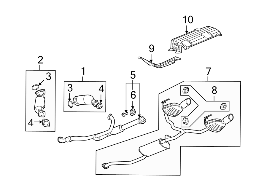 Diagram EXHAUST SYSTEM. EXHAUST COMPONENTS. for your 2023 Chevrolet Camaro  LT1 Coupe 