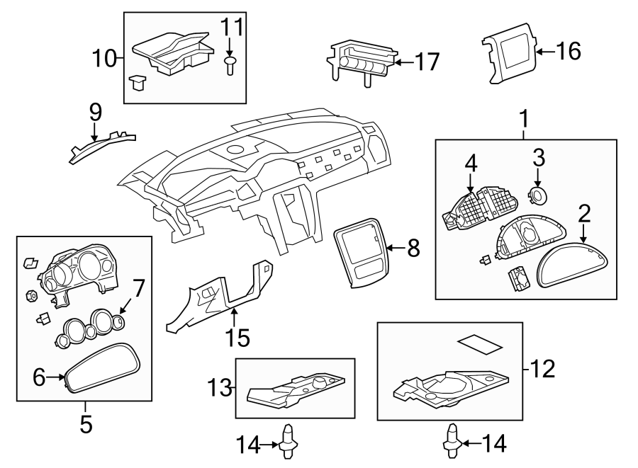 Diagram INSTRUMENT PANEL COMPONENTS. for your Buick Enclave   