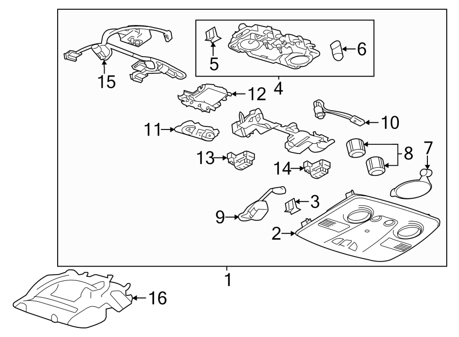 Diagram OVERHEAD CONSOLE. for your 2001 Buick Century   