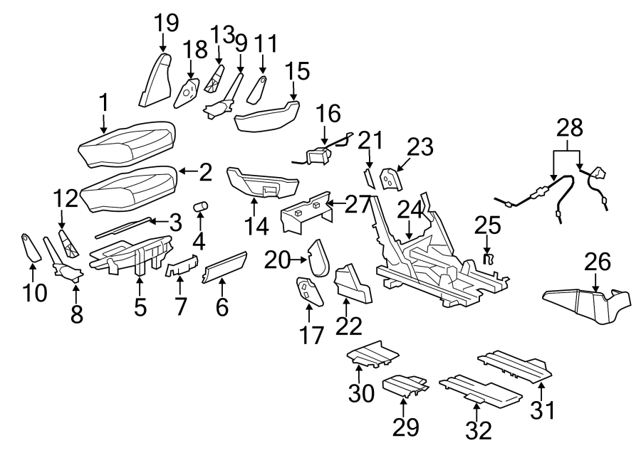 Diagram SEATS & TRACKS. SECOND ROW SEATS. for your 1999 Buick Century   