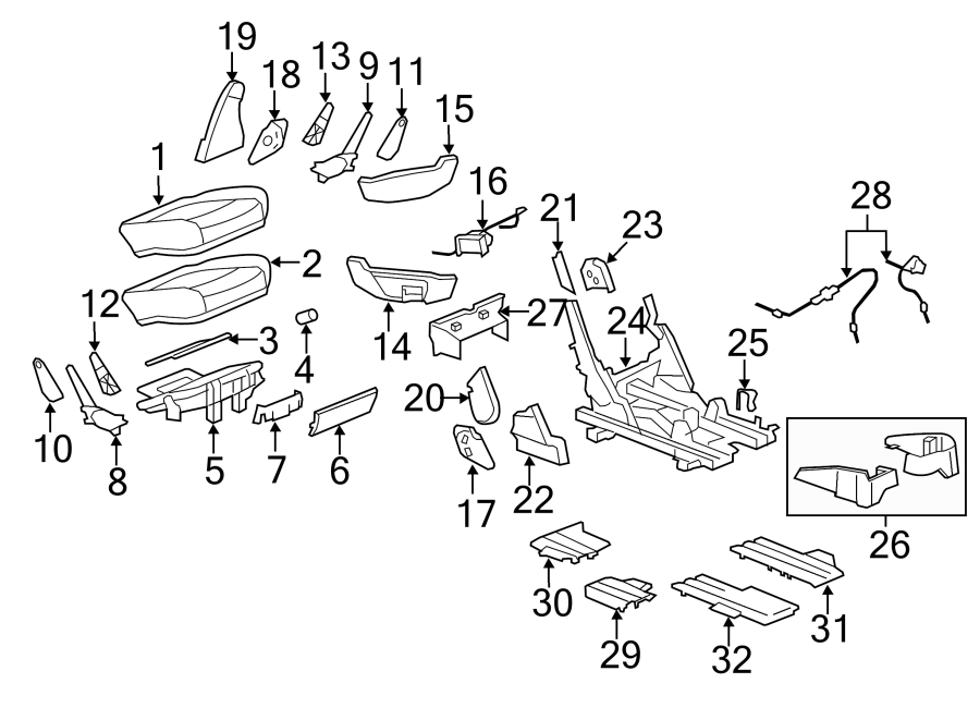 Diagram SEATS & TRACKS. SECOND ROW SEATS. for your 1999 Buick Century   