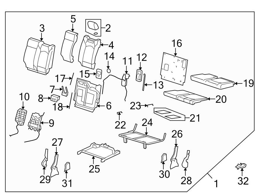 Diagram SEATS & TRACKS. THIRD ROW SEATS. for your 2009 Cadillac Escalade EXT   