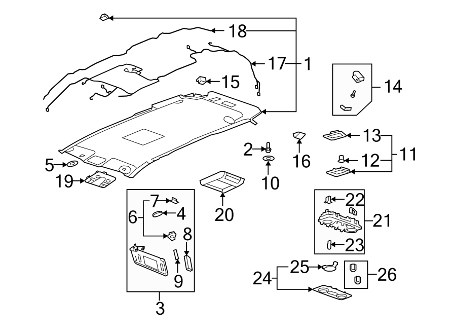 Diagram INTERIOR TRIM. for your 2013 Buick Enclave  Base Sport Utility 3.6L V6 A/T AWD 