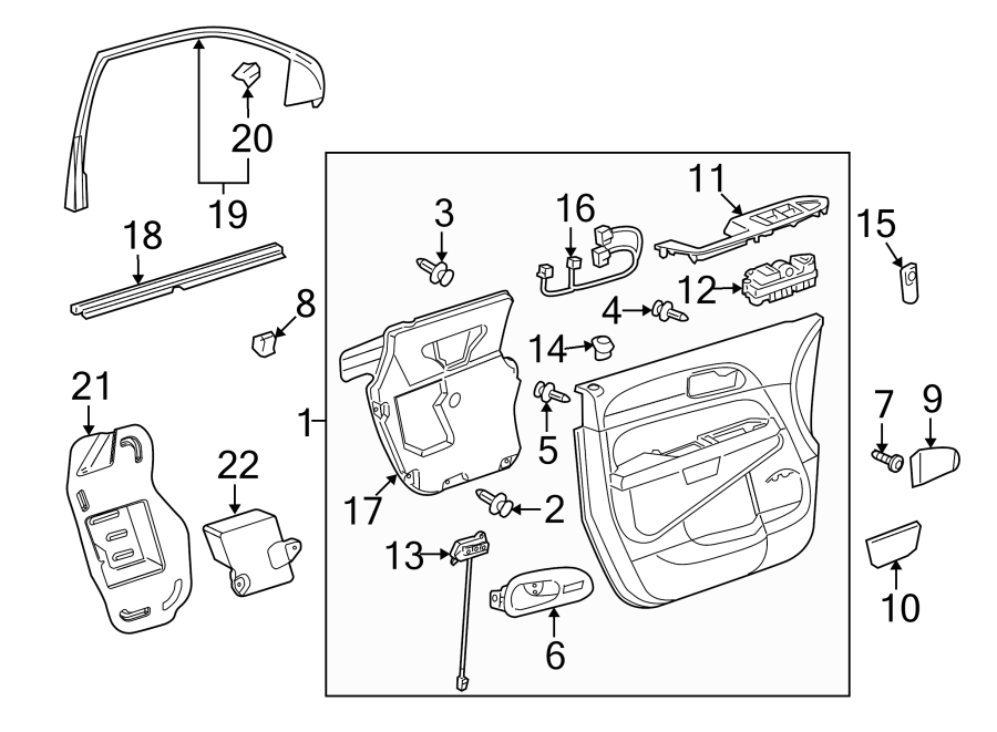 Diagram FRONT DOOR. INTERIOR TRIM. for your 2013 Chevrolet Spark   