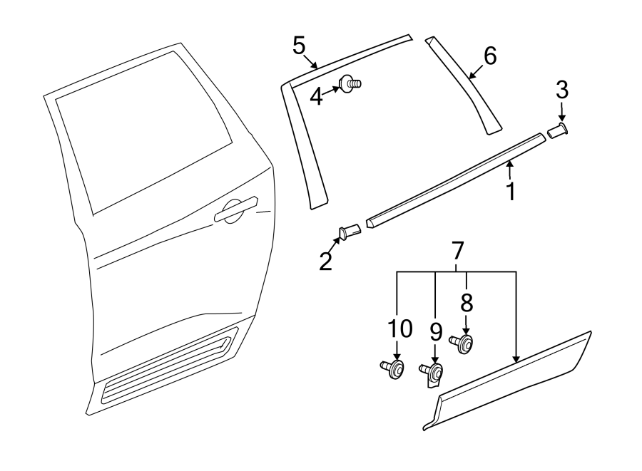 REAR DOOR. EXTERIOR TRIM. Diagram