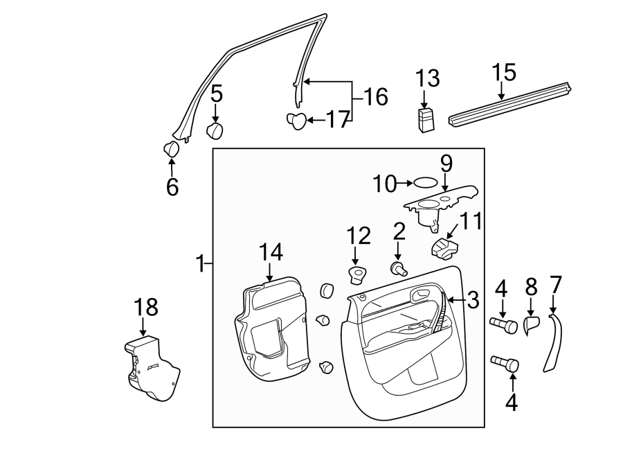 Diagram REAR DOOR. INTERIOR TRIM. for your Buick Enclave   