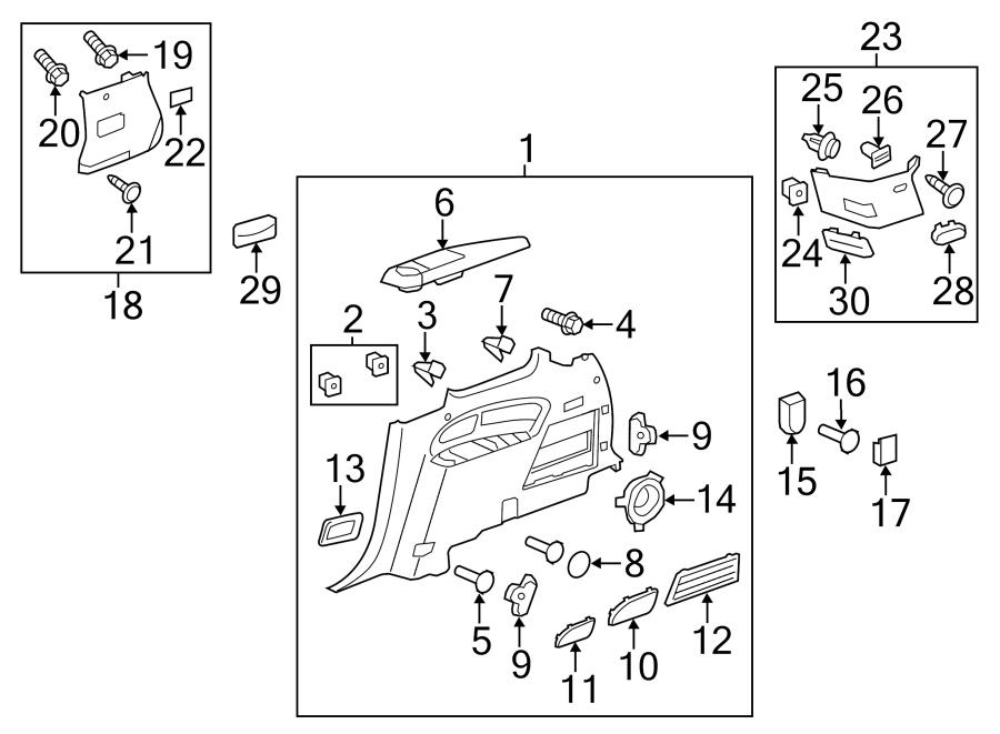 Diagram QUARTER PANEL. INTERIOR TRIM. for your 2005 Chevrolet Impala   