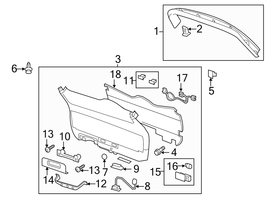 Buick Enclave Trim. Panel. Gate. Liftgate Trim. Titanium - 23407467 ...