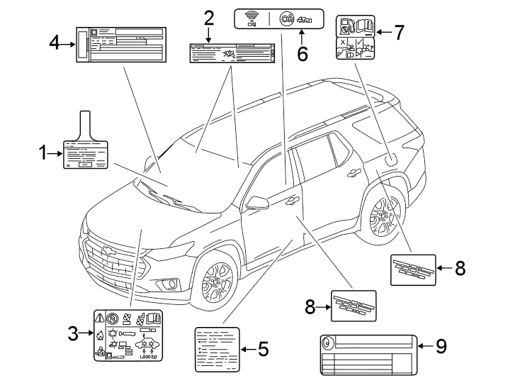 Diagram INFORMATION LABELS. for your 2000 Chevrolet Silverado 2500 LS Standard Cab Pickup  