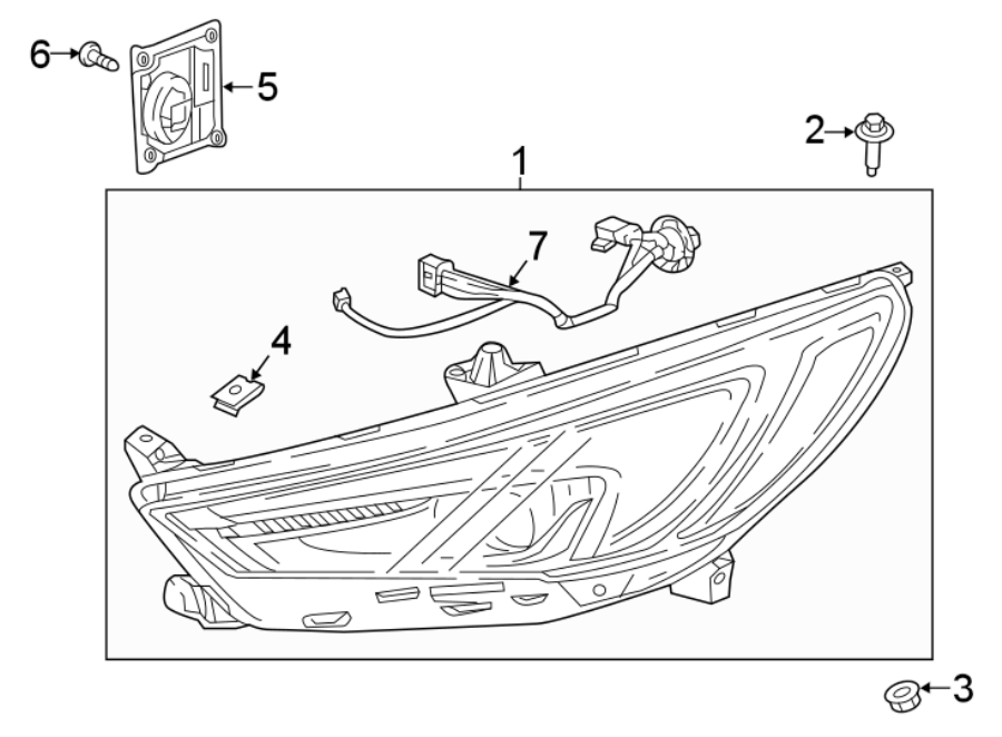 Diagram Front lamps. Headlamp components. for your Buick Enclave   