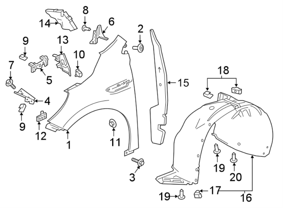 Diagram FENDER & COMPONENTS. for your 2019 Buick Enclave    