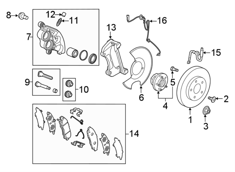 FRONT SUSPENSION. BRAKE COMPONENTS. Diagram