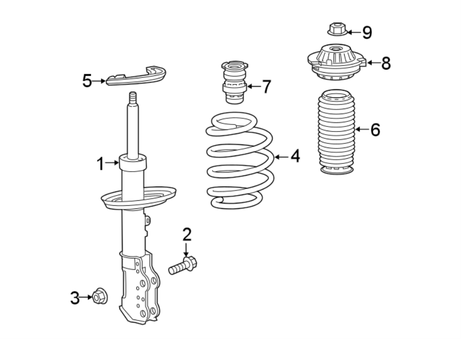 Diagram FRONT SUSPENSION. STRUTS & COMPONENTS. for your 2019 Chevrolet Equinox 1.6L DIESEL A/T FWD Premier Sport Utility 