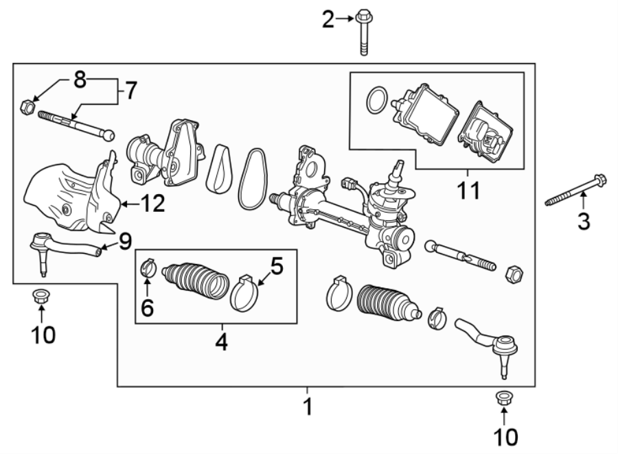 Diagram STEERING GEAR & LINKAGE. for your 2022 Chevrolet Equinox 1.5L Ecotec A/T FWD LS Sport Utility 