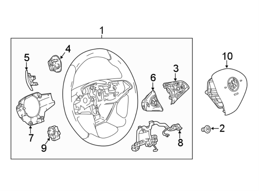 Diagram STEERING WHEEL & TRIM. for your 2021 Chevrolet Tahoe  Z71 Sport Utility  