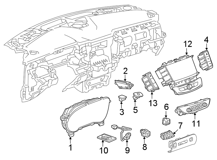 Diagram Instrument panel. Cluster & switches. for your 2020 Chevrolet Spark  ACTIV Hatchback 