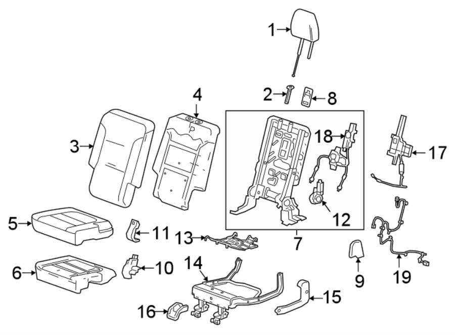 Diagram SEATS & TRACKS. THIRD ROW SEATS. for your 2012 Cadillac Escalade EXT   