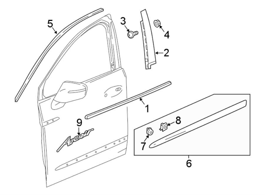 Diagram FRONT DOOR. EXTERIOR TRIM. for your 2024 Chevrolet Suburban    