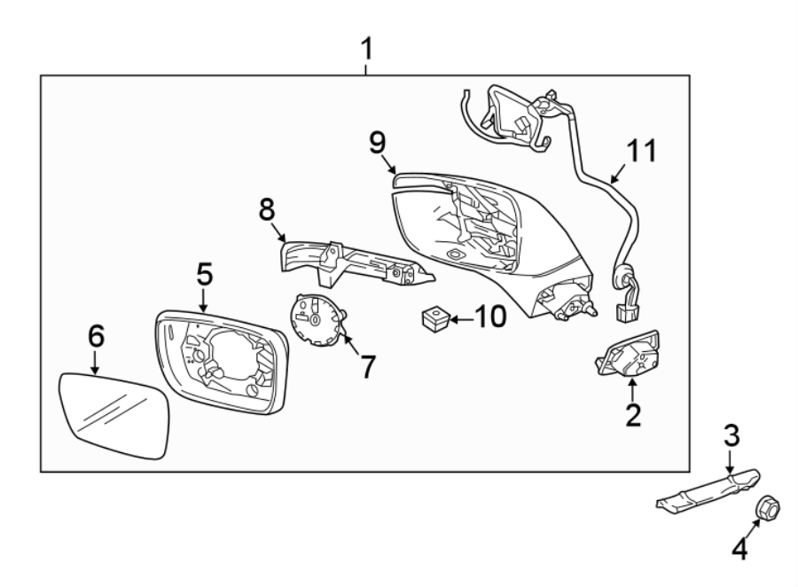 Diagram FRONT DOOR. OUTSIDE MIRRORS. for your 2008 GMC Acadia   