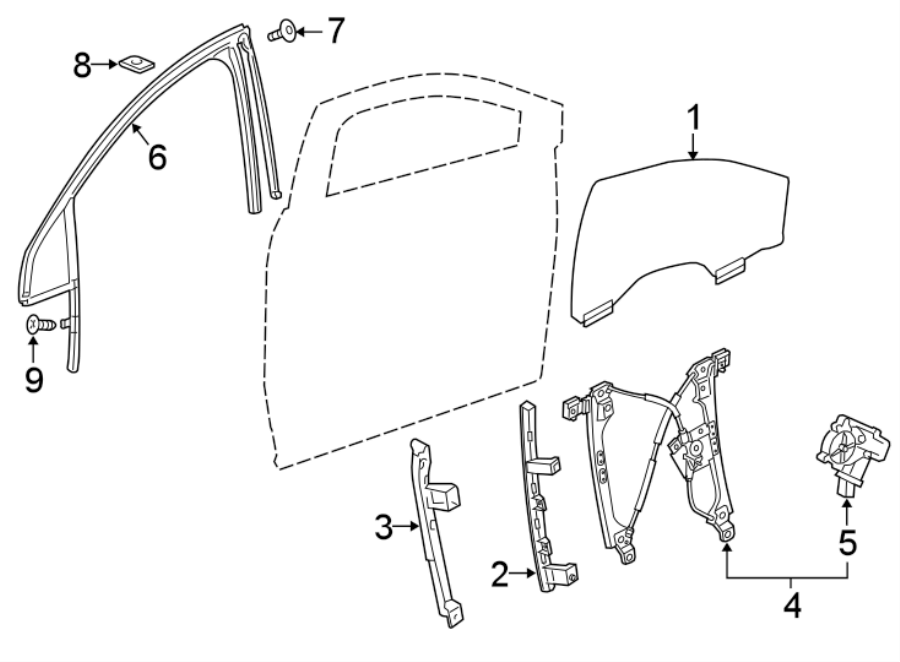 Diagram FRONT DOOR. GLASS & HARDWARE. for your 2024 Chevrolet Equinox  Premier Sport Utility 