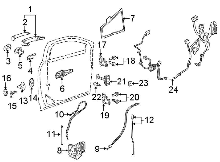 Diagram FRONT DOOR. LOCK & HARDWARE. for your Buick Century  