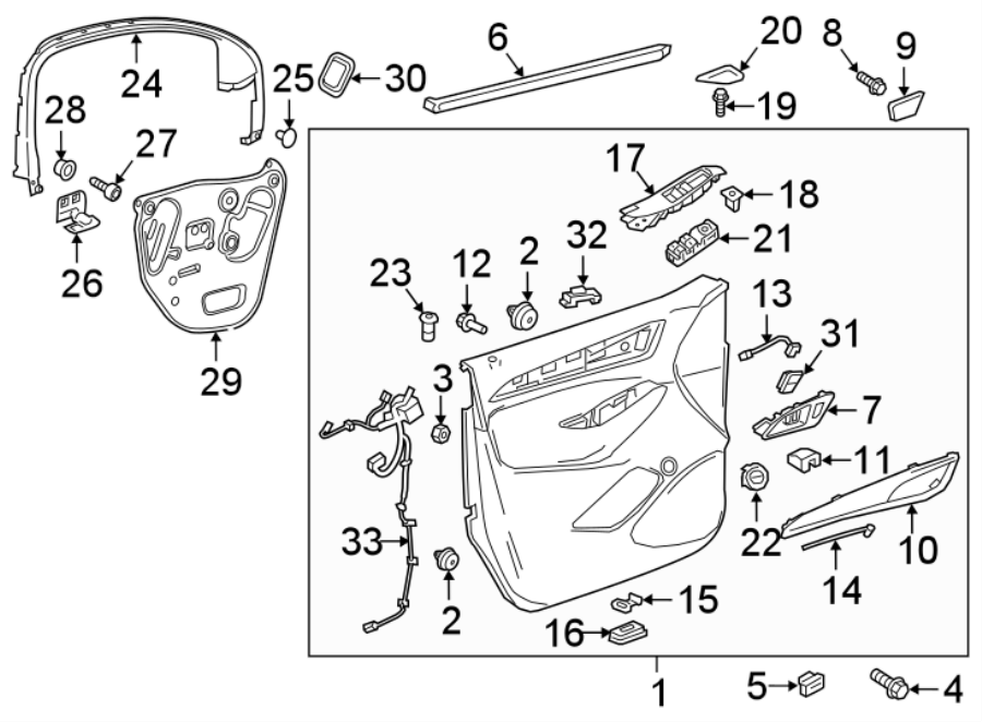 Diagram FRONT DOOR. INTERIOR TRIM. for your 2024 Buick Enclave    