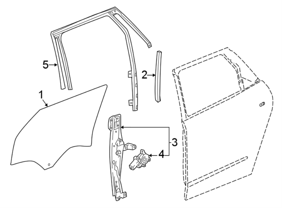 Diagram REAR DOOR. GLASS & HARDWARE. for your 2021 Chevrolet Spark   