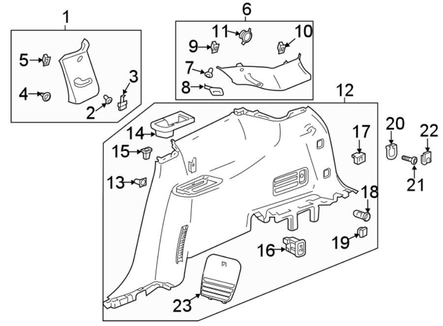 16Quarter panel. Interior trim.https://images.simplepart.com/images/parts/motor/fullsize/AE18715.png