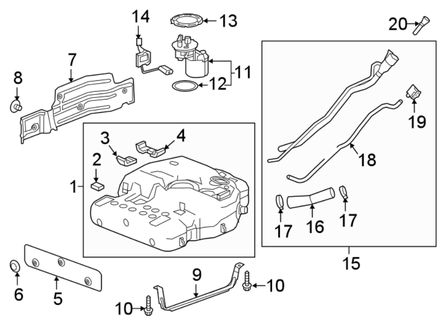 Diagram FUEL SYSTEM COMPONENTS. for your 2017 GMC Sierra 2500 HD 6.6L Duramax V8 DIESEL A/T 4WD SLE Standard Cab Pickup Fleetside 