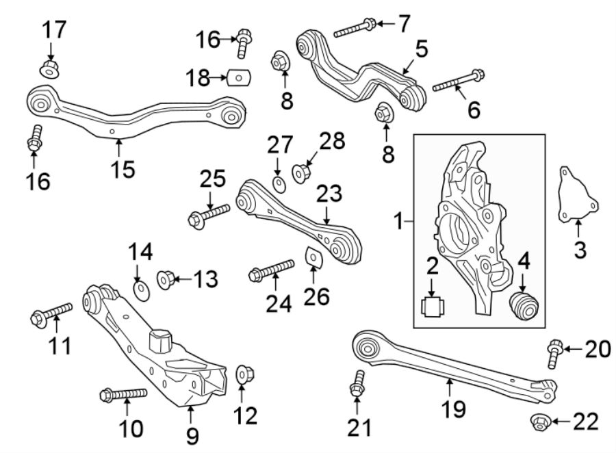 Diagram REAR SUSPENSION. SUSPENSION COMPONENTS. for your 2019 GMC Sierra 2500 HD 6.0L Vortec V8 FLEX A/T 4WD SLT Extended Cab Pickup Fleetside 