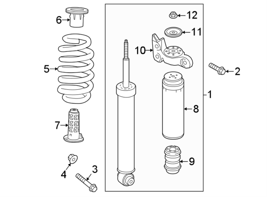 Diagram REAR SUSPENSION. SHOCKS & COMPONENTS. for your 2002 GMC Sierra 2500 HD 6.0L Vortec V8 M/T RWD SL Standard Cab Pickup Fleetside 