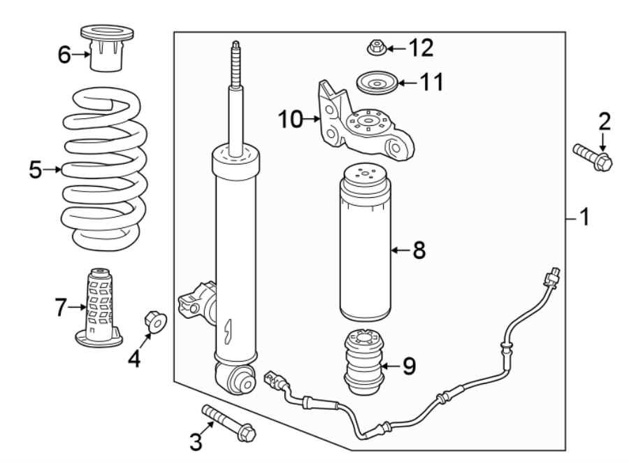 Diagram REAR SUSPENSION. SHOCKS & COMPONENTS. for your 2019 GMC Sierra 2500 HD 6.6L Duramax V8 DIESEL A/T RWD Denali Crew Cab Pickup Fleetside 