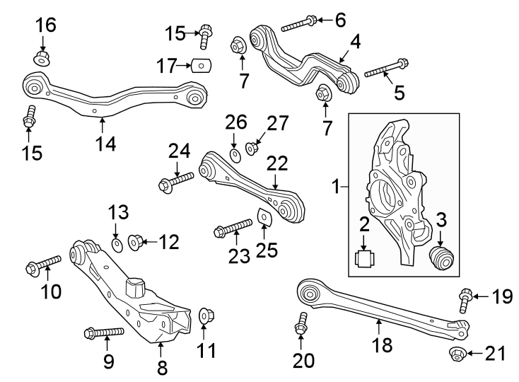 Diagram REAR SUSPENSION. SUSPENSION COMPONENTS. for your 2019 GMC Sierra 2500 HD 6.0L Vortec V8 FLEX A/T 4WD SLT Extended Cab Pickup Fleetside 