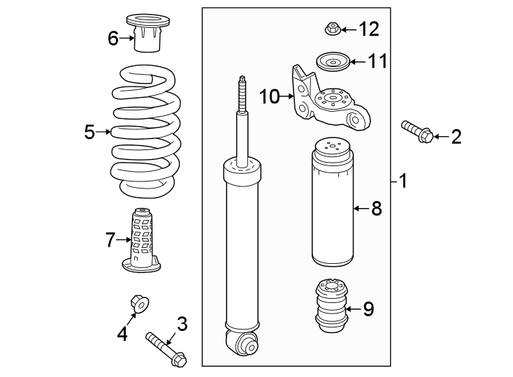 Diagram REAR SUSPENSION. SHOCKS & COMPONENTS. for your 2015 GMC Sierra 2500 HD  Denali Crew Cab Pickup Fleetside 