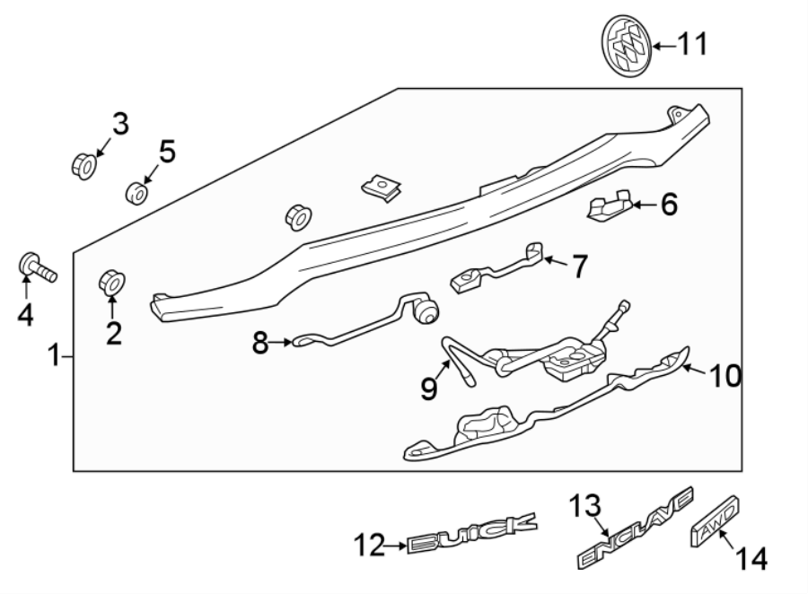 Diagram LIFT GATE. EXTERIOR TRIM. for your 1987 Chevrolet Celebrity Base Sedan 2.8L Chevrolet V6 M/T 