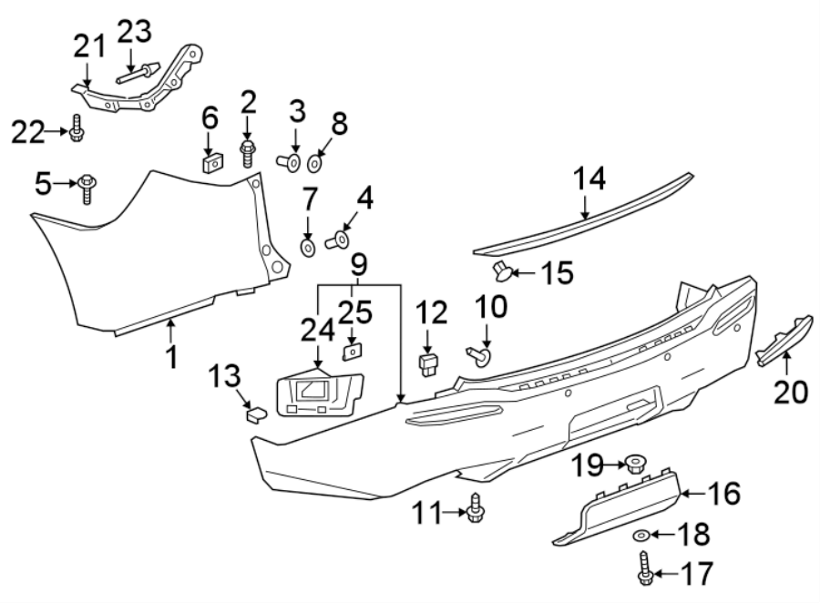 Diagram REAR BUMPER. BUMPER & COMPONENTS. for your 2018 Chevrolet Equinox 1.6L DIESEL A/T 4WD LT Sport Utility 