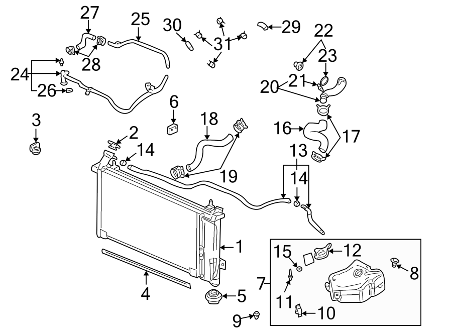 Diagram RADIATOR & COMPONENTS. for your 2006 Chevrolet Equinox   