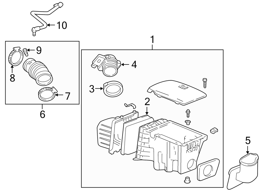 Diagram ENGINE / TRANSAXLE. AIR INTAKE. for your 2016 Chevrolet Spark 1.4L Ecotec CVT LT Hatchback 