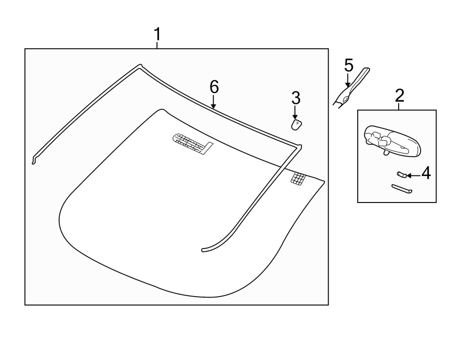 Diagram WINDSHIELD. GLASS. REVEAL MOLDINGS. for your 2006 GMC Sierra 3500 8.1L Vortec V8 M/T RWD SLE Standard Cab Pickup 