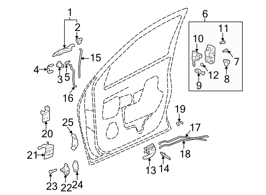 Diagram FRONT DOOR. LOCK & HARDWARE. for your 2023 Chevrolet Trailblazer   