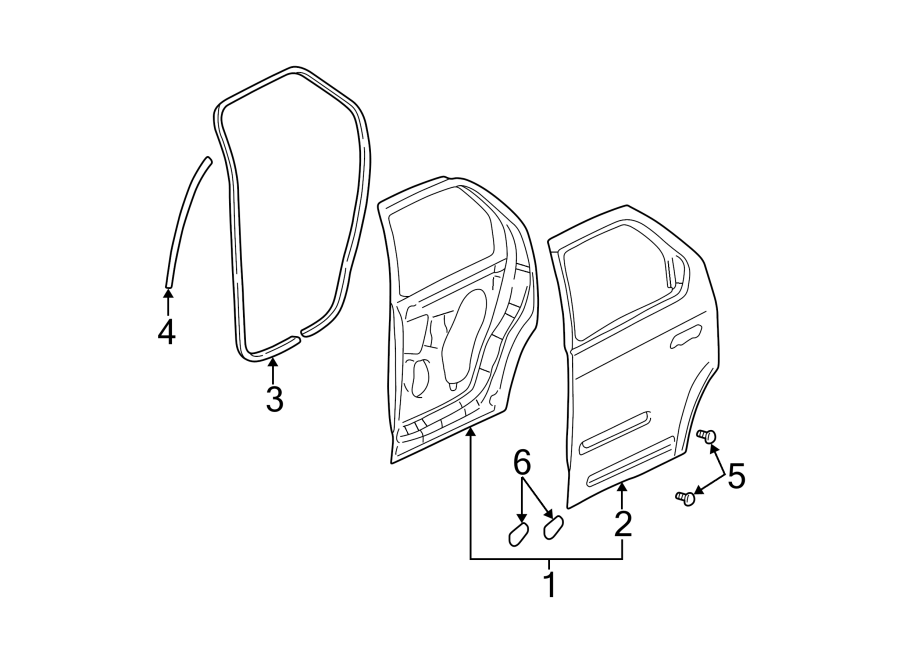 Diagram REAR DOOR. DOOR & COMPONENTS. for your 2010 Buick Enclave    