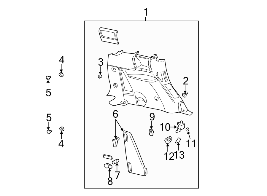 Diagram QUARTER PANEL. INTERIOR TRIM. for your 2025 Cadillac XT4   