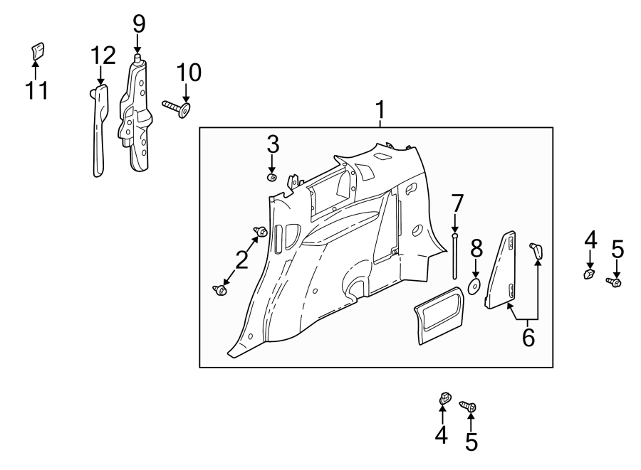 Diagram QUARTER PANEL. INTERIOR TRIM. for your 2005 Chevrolet Impala   