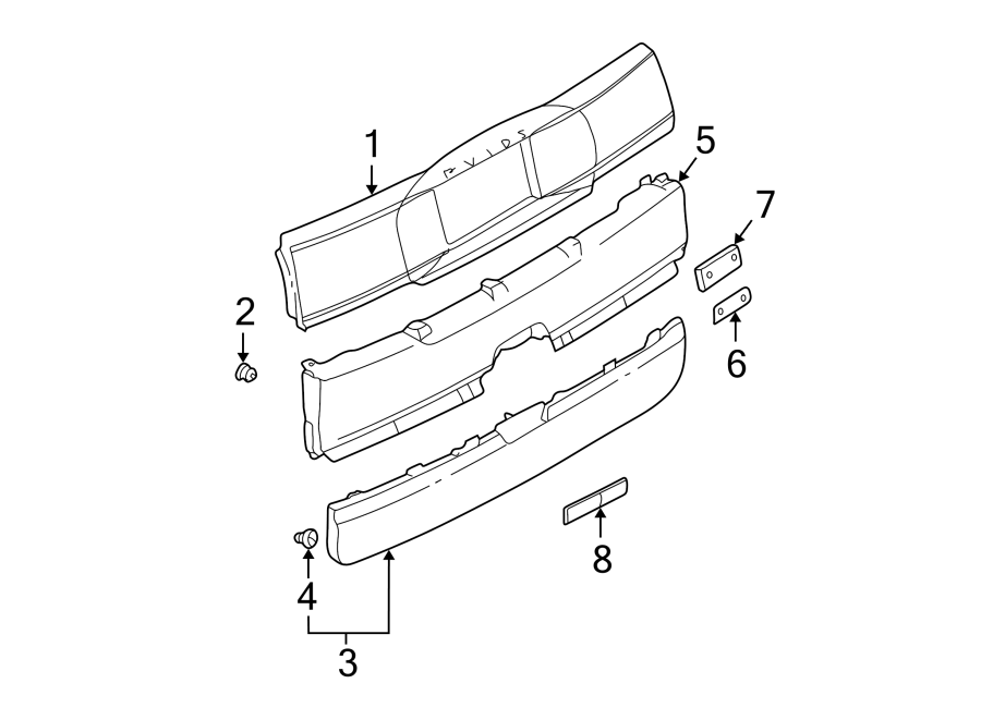 Diagram LIFT GATE. EXTERIOR TRIM. for your 2003 GMC Sierra 2500 HD 8.1L Vortec V8 A/T 4WD SLT Extended Cab Pickup 