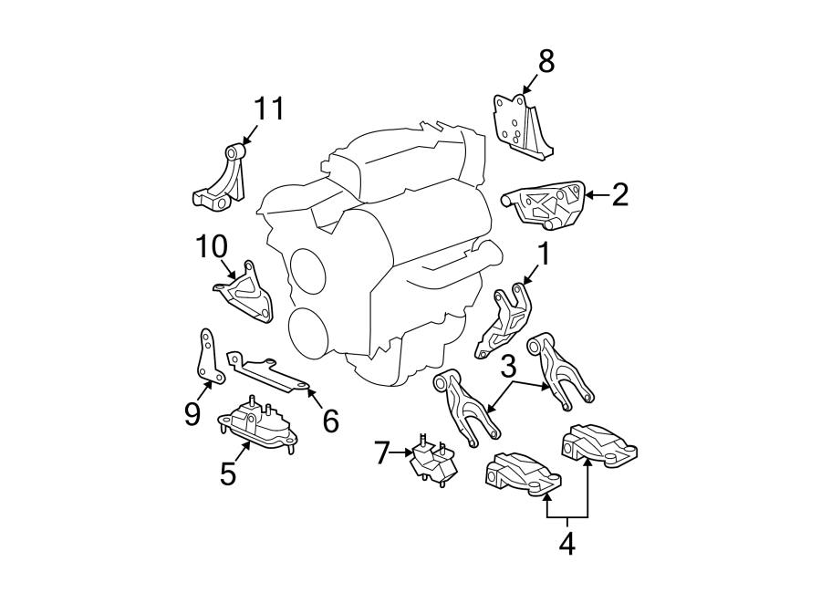 Diagram ENGINE / TRANSAXLE. ENGINE & TRANS MOUNTING. for your Cadillac ATS  