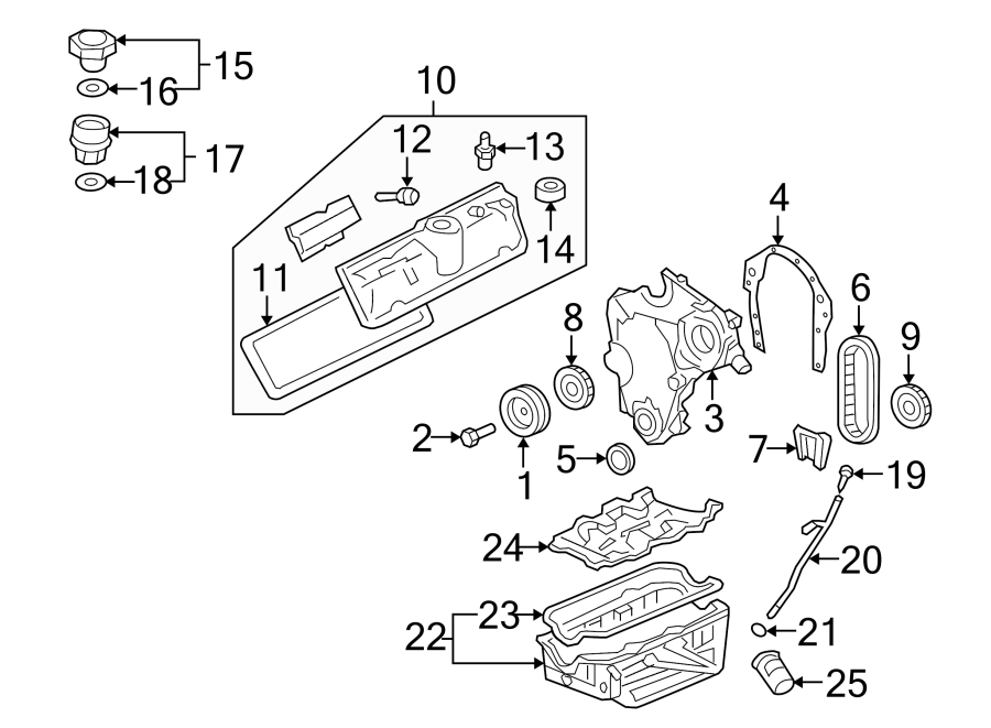 Diagram ENGINE / TRANSAXLE. ENGINE PARTS. for your 2005 Chevrolet Astro Base Extended Passenger Van 4.3L Vortec V6 A/T AWD 